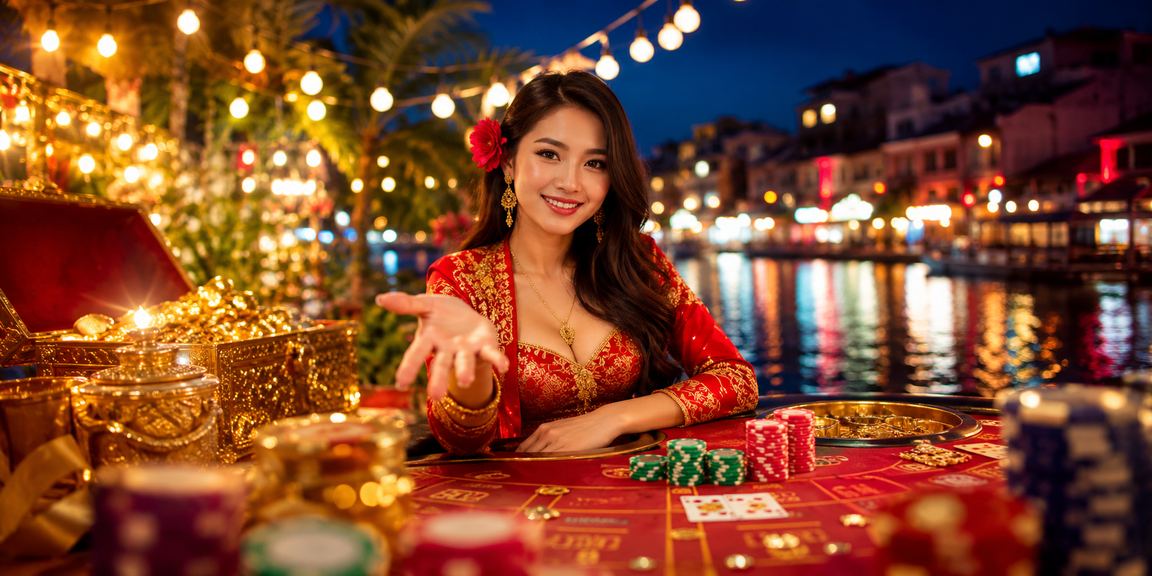 Permainan baccarat kasino dalam suasana gaya Melayu Melaka