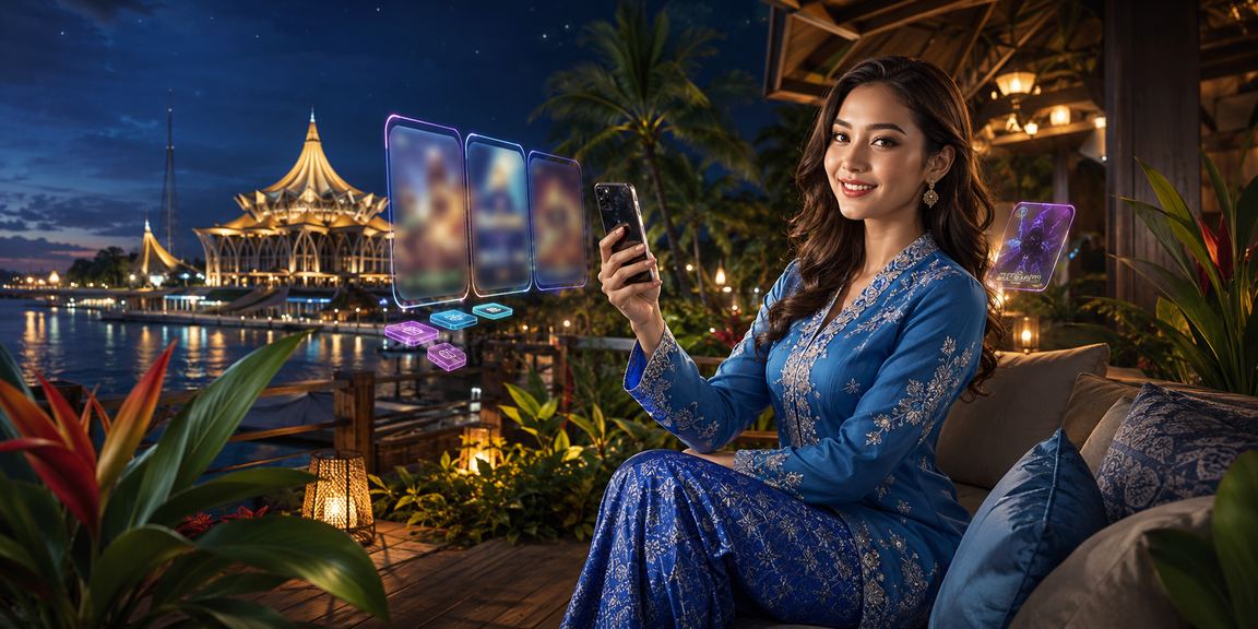 Female user in baju kurung in Sarawak accessing an online mobile casino